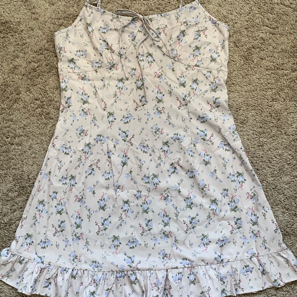 SHEIN Tan silky floral dress